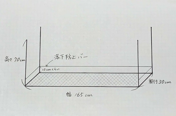 キッチンのステンレス天吊ラック棚