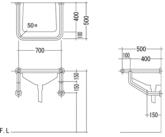 洗面、手洗器用手摺｜規格ステンレス製品｜お客様の想いを形にする